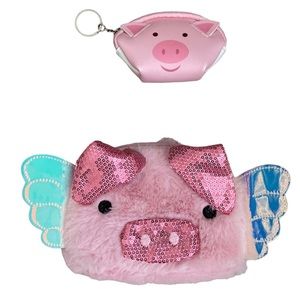 Furry Pig Accessories Bag and Keychain